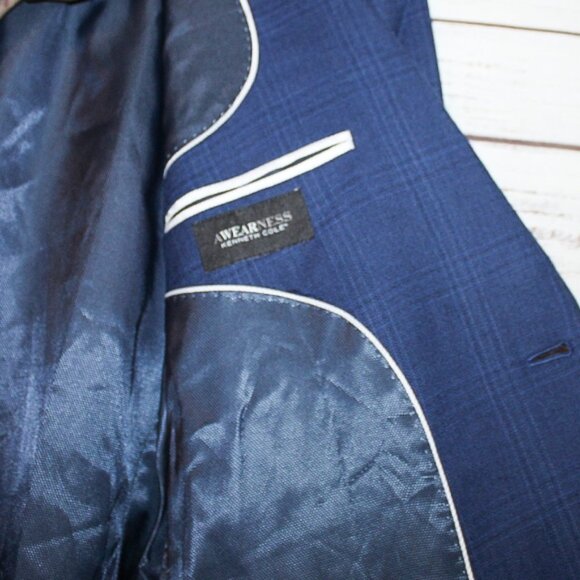 Awearness Kenneth Cole Slim Fit Sport Coat Blue Size 44 Regular - Picture 8 of 8